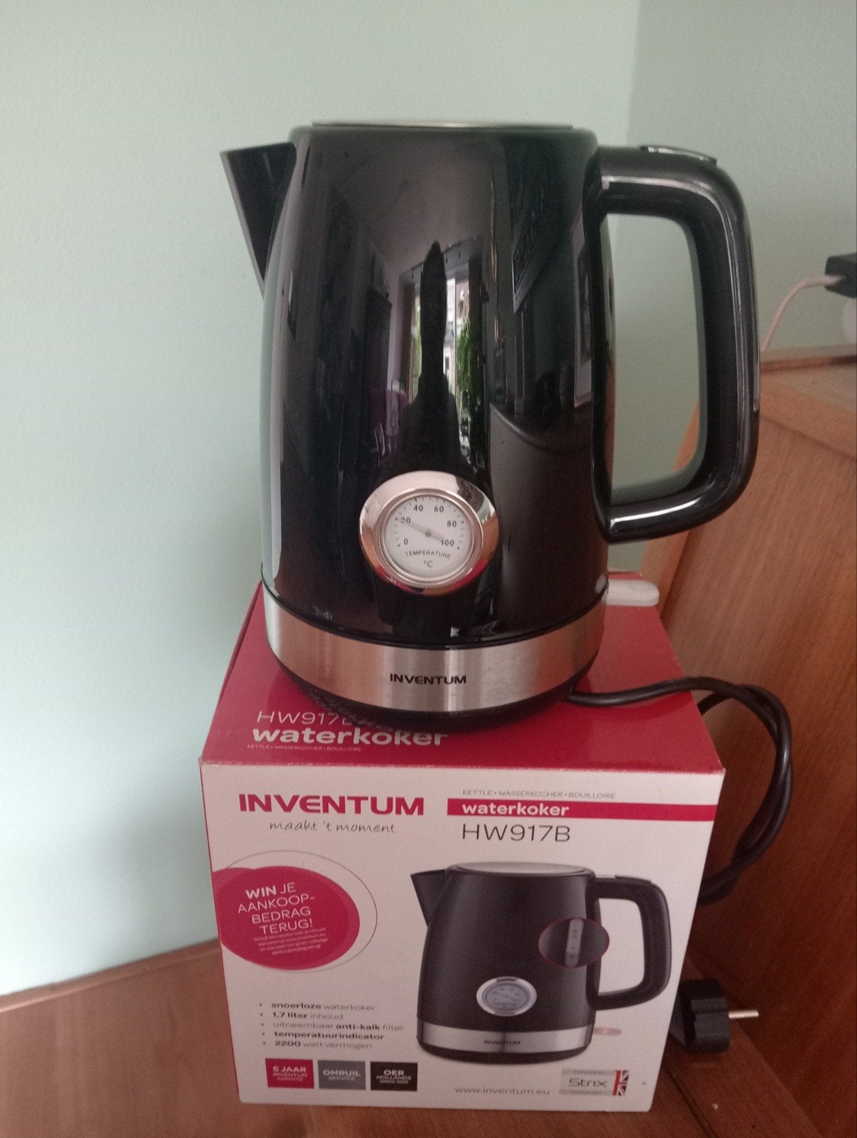Inventum Theekoker, Witgoed en Apparatuur, Waterkokers, 1 tot 2 liter, Ophalen of Verzenden, Nieuw