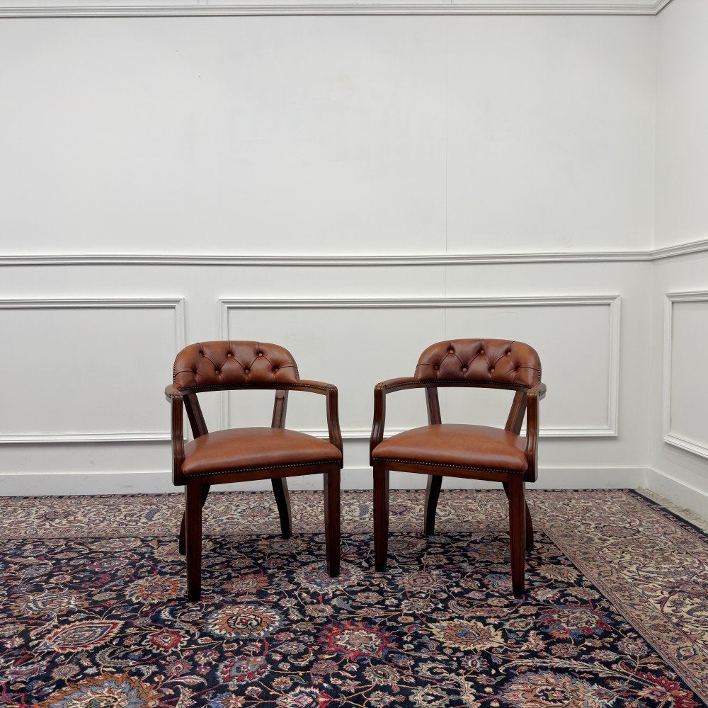 Set Klassiek Engelse Chesterfield Bureaustoel Stoelen, Antiek en Kunst, Ophalen of Verzenden