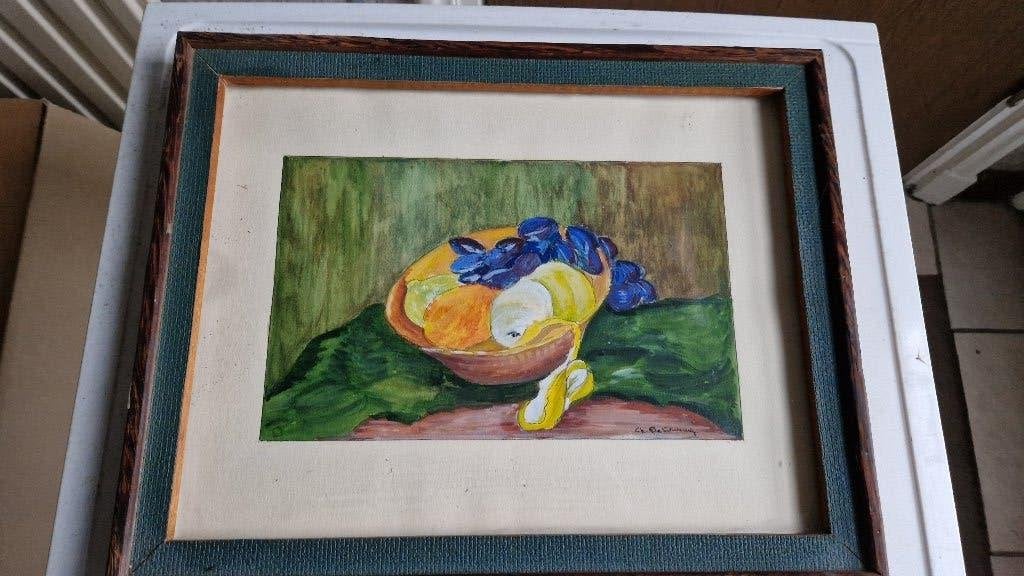 oud schilderij stilleven fruit, Antiek en Kunst, Ophalen of Verzenden, Achter glas, Stilleven