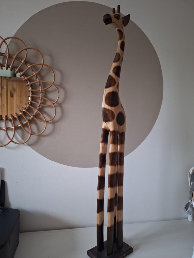 Kunst Giraf van hout +_100 cm., Ophalen