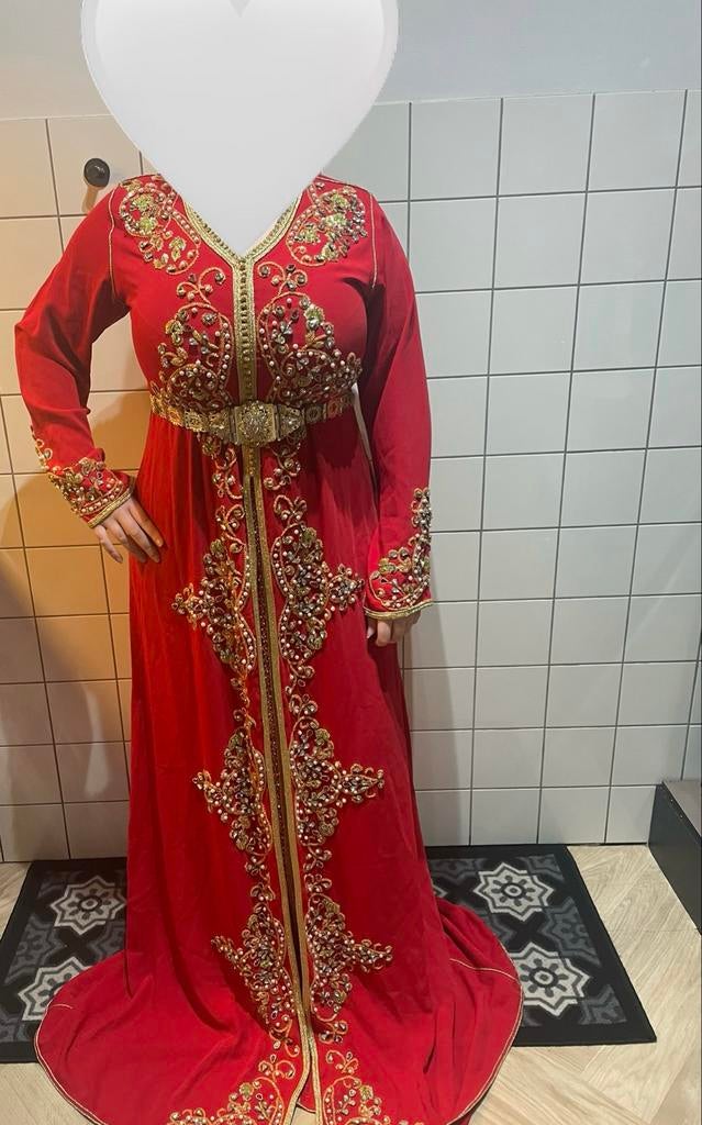 Rode Takshita / Marokkaanse jurk - Maat S t/m XL, Ophalen of Verzenden, Zo goed als nieuw, Rood, Overige typen
