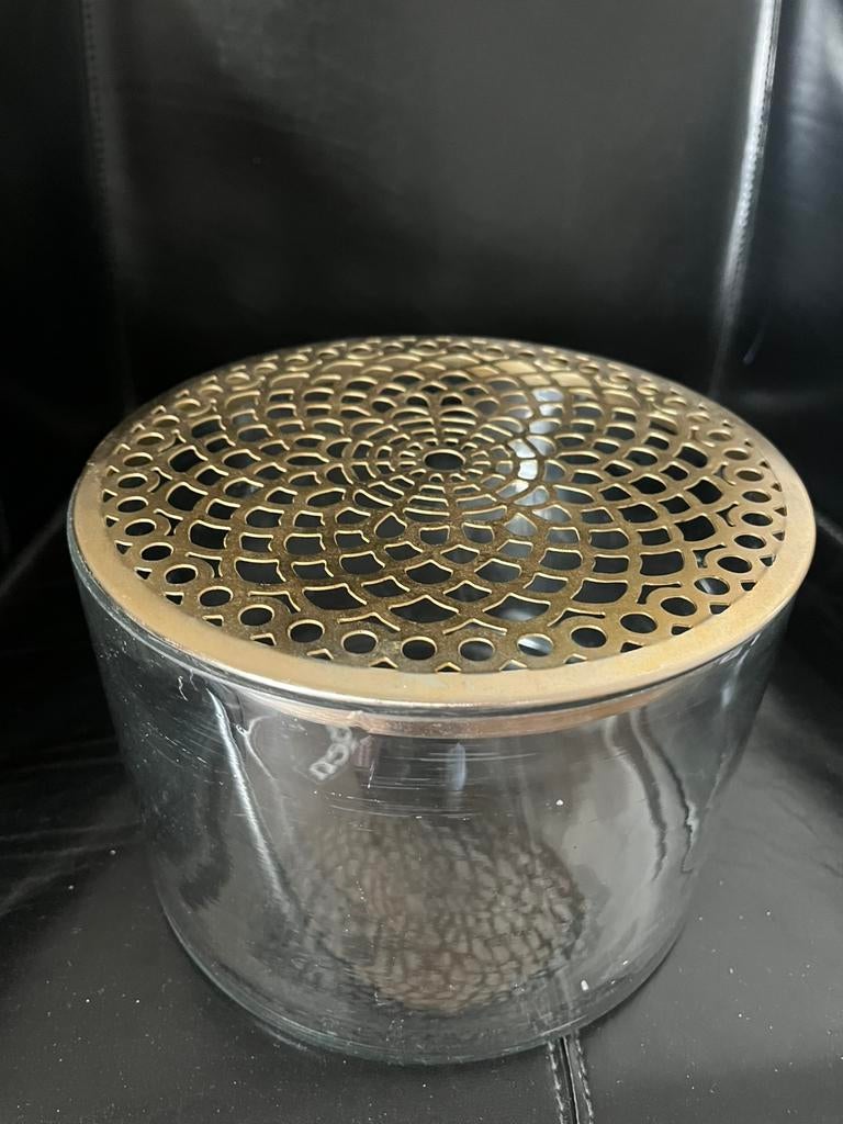 VT wonen  vaas gouden deksel glas, Ophalen of Verzenden, Zo goed als nieuw, Overige kleuren, Glas