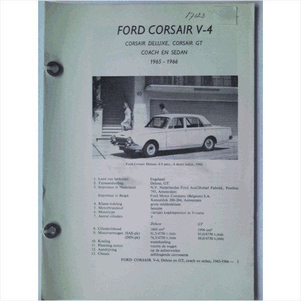 Ford Corsair V4 Vraagbaak losbladig 1965-1966 #1 Nederlands, Ophalen of Verzenden, Gelezen, Ford