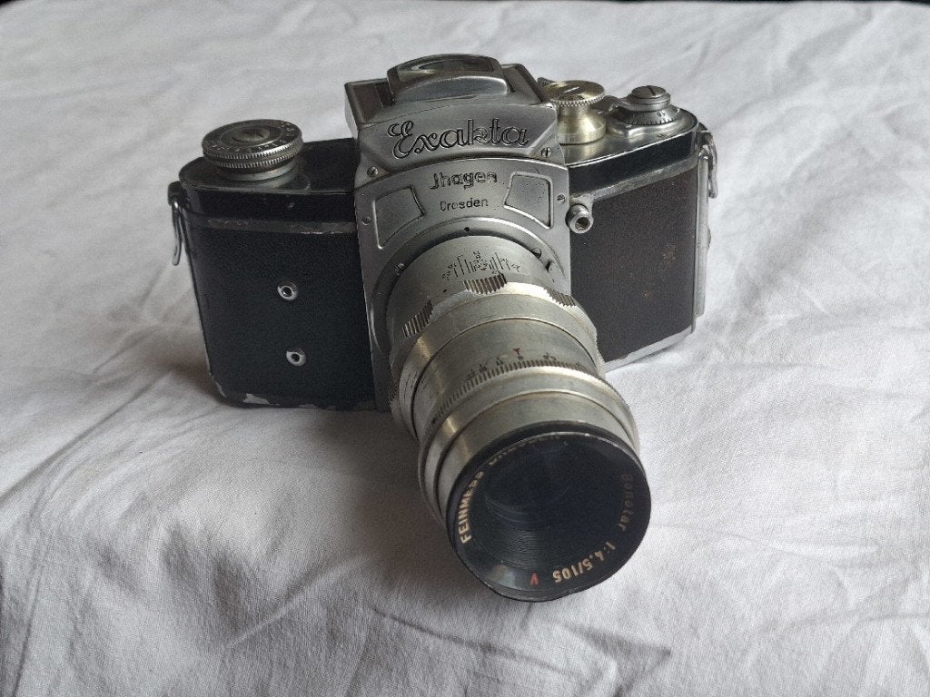 Vintage Kine Exakta camera met 104mm lens, ca 1938, Ophalen of Verzenden, Gebruikt, Spiegelreflex, Overige Merken