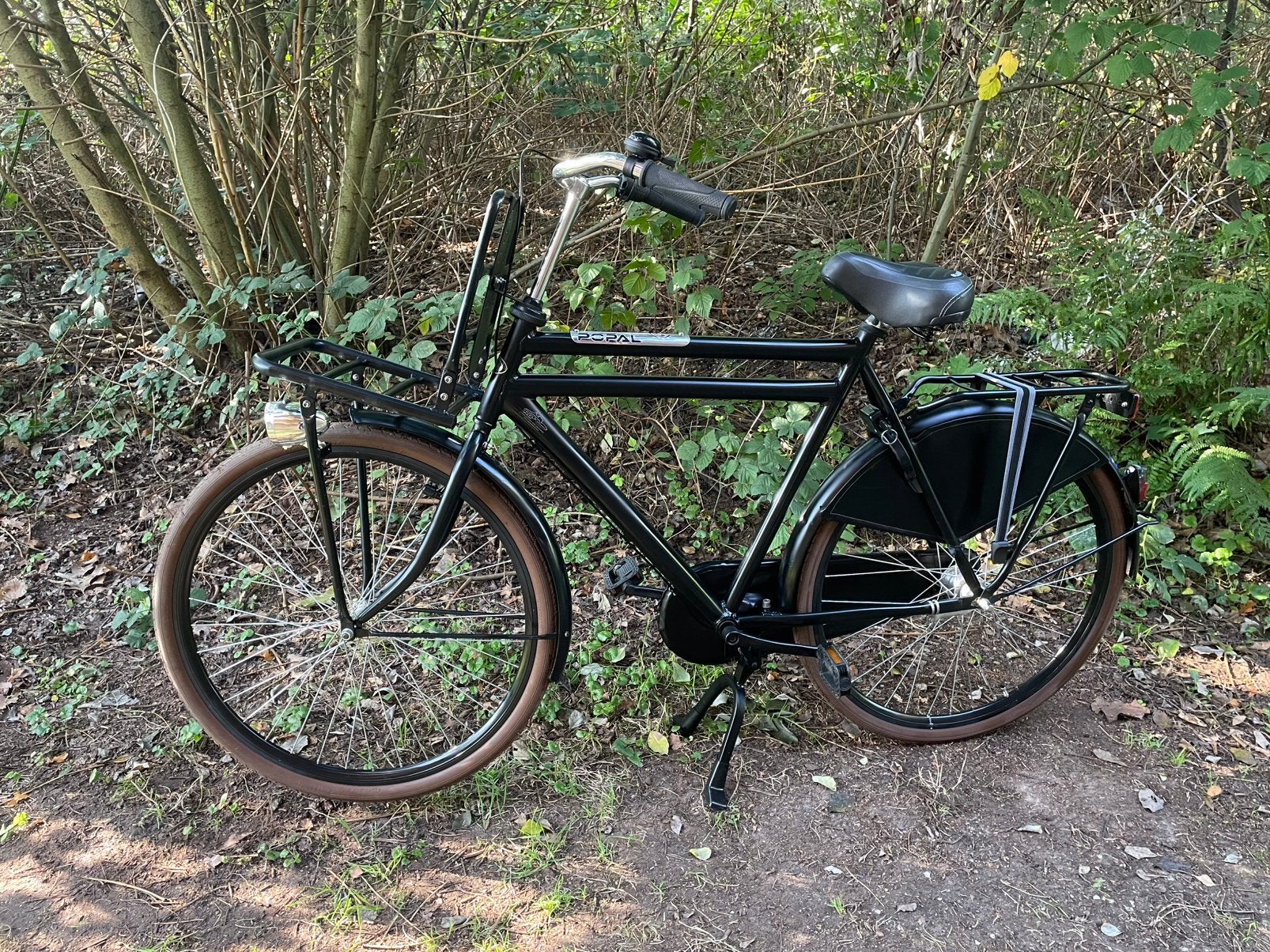 Popal mat zwart 28 inch framemaat 60 cm, Terugtraprem, Versnellingen, Zo goed als nieuw, 57 tot 61 cm