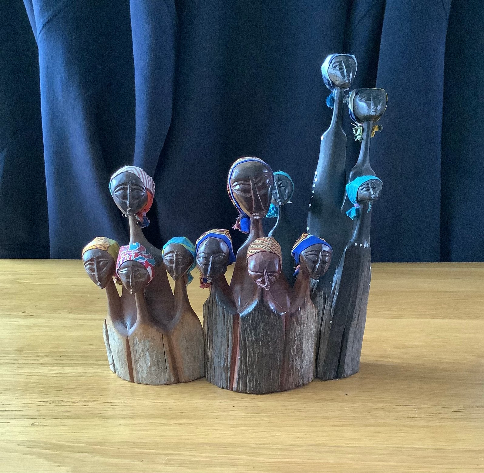 Set van 3 handgesneden Afrikaanse houten beelden ,, Ophalen of Verzenden