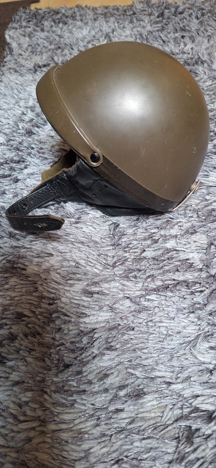 Vintage motorhelm - legergroen- Maat 54/56, Ophalen of Verzenden, Tweedehands, Jethelm, Overige merken