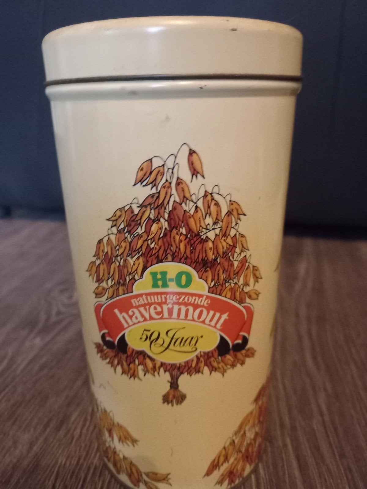Vintage H-O Havermout 50 Jaar Blik, Verzamelen, Blikken, Ophalen, Gebruikt, Beschuit, Overige merken