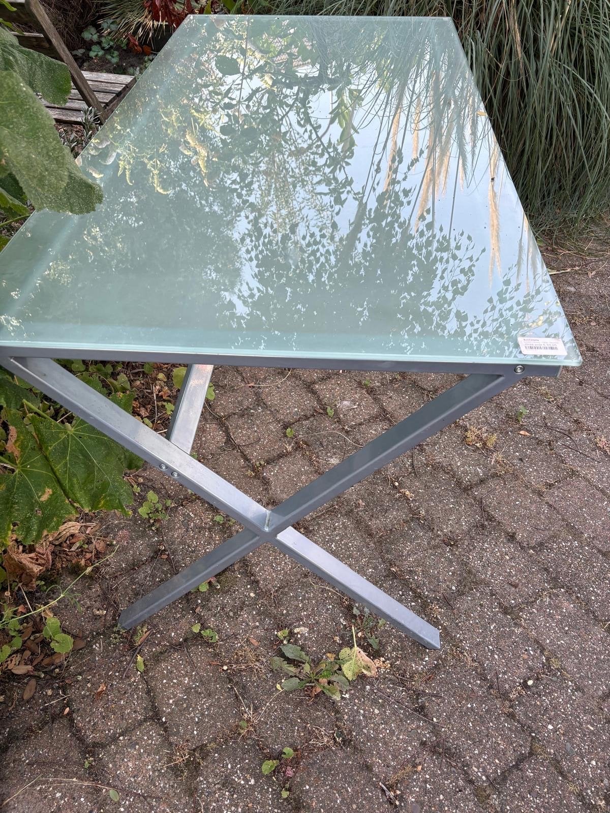 Glazen tafelblad met los onderstel - Zeer goede staat, Huis en Inrichting, Tafels | Eettafels, Ophalen, Zo goed als nieuw, Glas