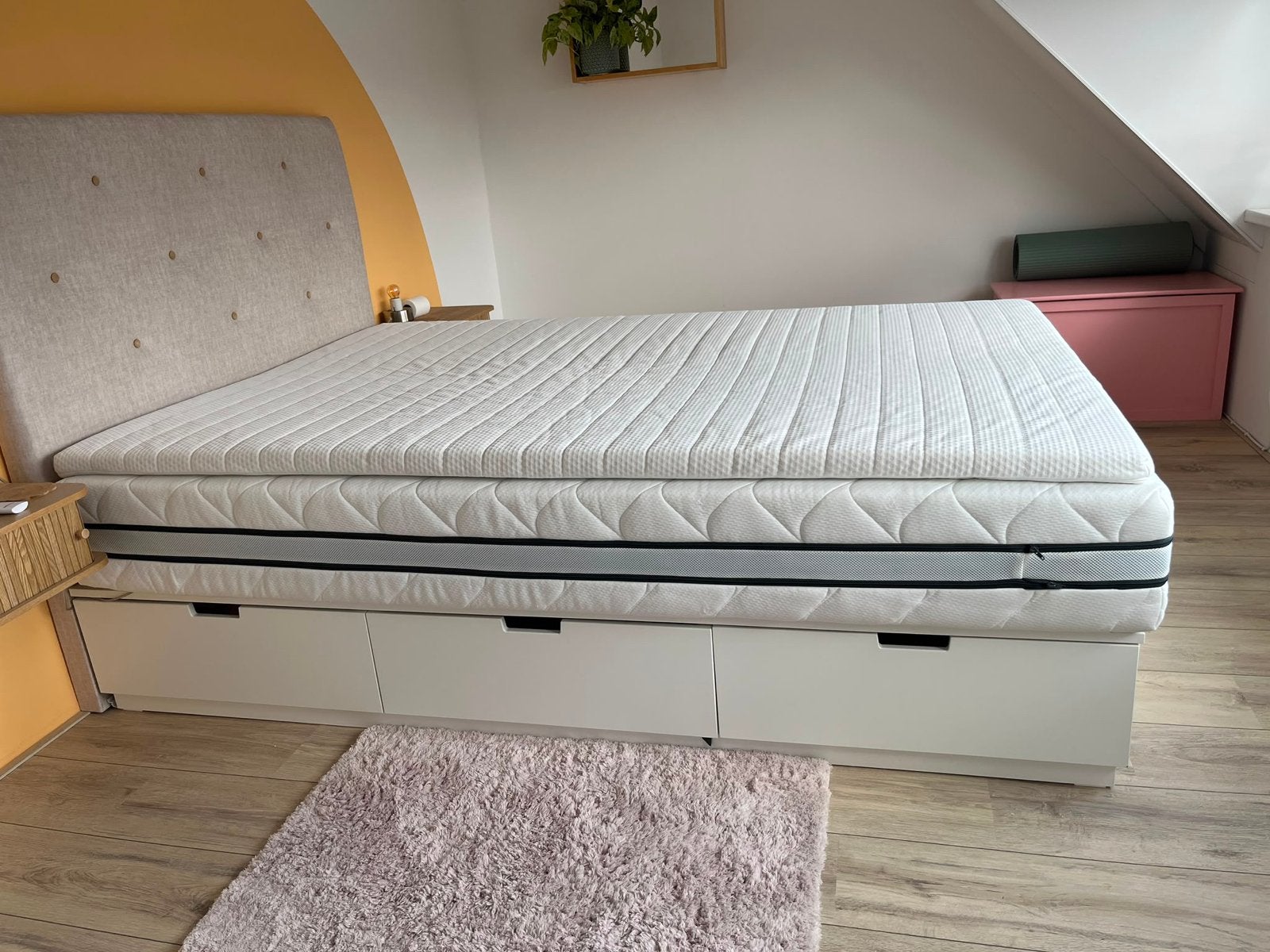 Bed Wit Bed Met Lades 140 x 200, Huis en Inrichting, Slaapkamer | Matrassen en Bedbodems, Ophalen, Gebruikt, Tweepersoons, 140 cm