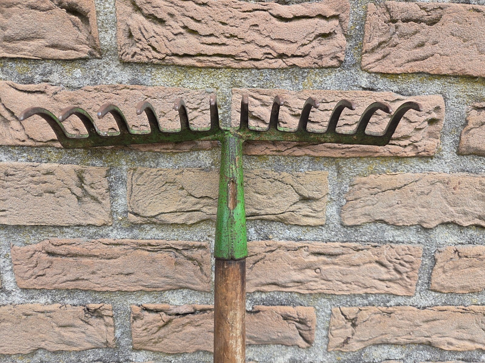 Vintage Wolf Garten Hark - Groen, met houten steel, Ophalen, Gebruikt, Hark, Wolf Garten