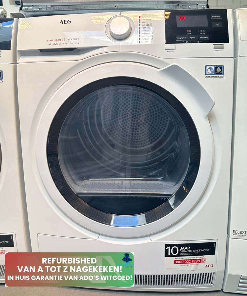 AEG 8000 SERIES WARMTEPOMPDROGER 8KG SensiDry ProSense, Witgoed en Apparatuur, Wasdrogers, Refurbished, Overige typen, Voorlader
