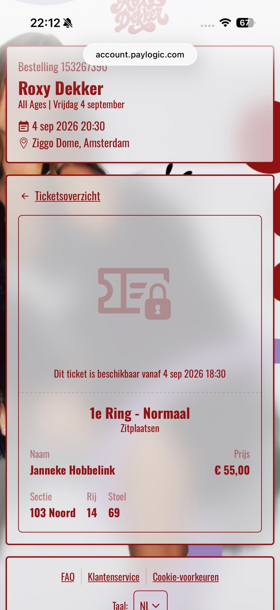 2 tickets roxy dekker 4 sep, Tickets en Kaartjes