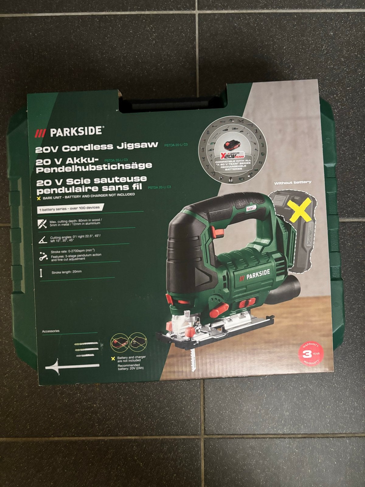 Parkside Accu-decoupeerzaag, Ophalen, Nieuw, 600 tot 1200 watt, Decoupeerzaag