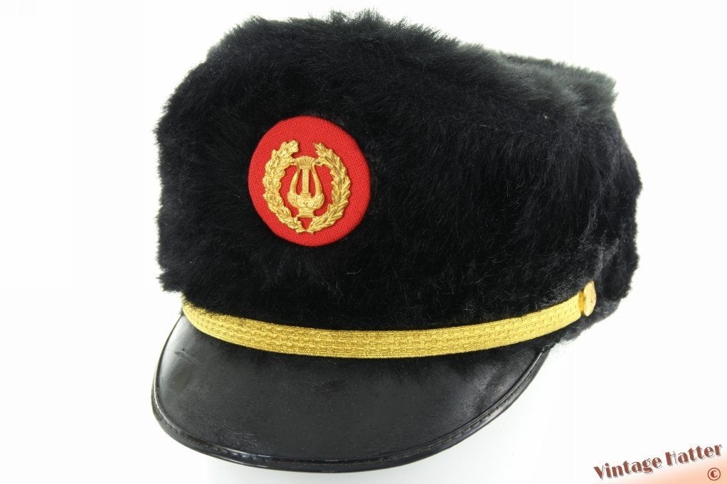 vintage Fanfare hoed zwart faux bont 55,5 = S, Hoed, Henca, Ophalen of Verzenden, 57 cm (M, 7⅛ inch) of minder