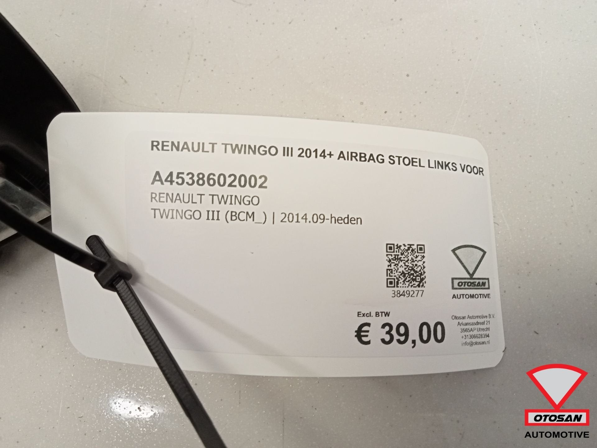 Renault Twingo III 2014+ Airbag Stoel Links Voor stoelairbag, Auto-onderdelen, Renault Group, Gebruikt, Contact.group@renault.com