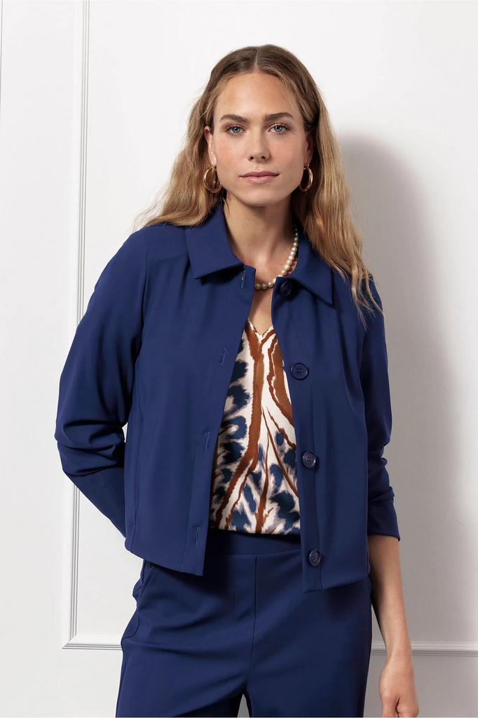 Studio anneloes hilly bonded blazer XXL ink blue travelstof, Blauw, Maat 46/48 (XL) of groter, Ophalen of Verzenden, Zo goed als nieuw
