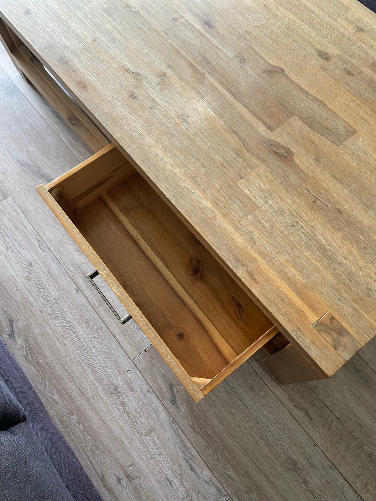 Houten salontafel HACO met lades (140x70x40cm), Huis en Inrichting, Tafels | Salontafels, Ophalen, Gebruikt, 100 tot 150 cm, 50 tot 100 cm