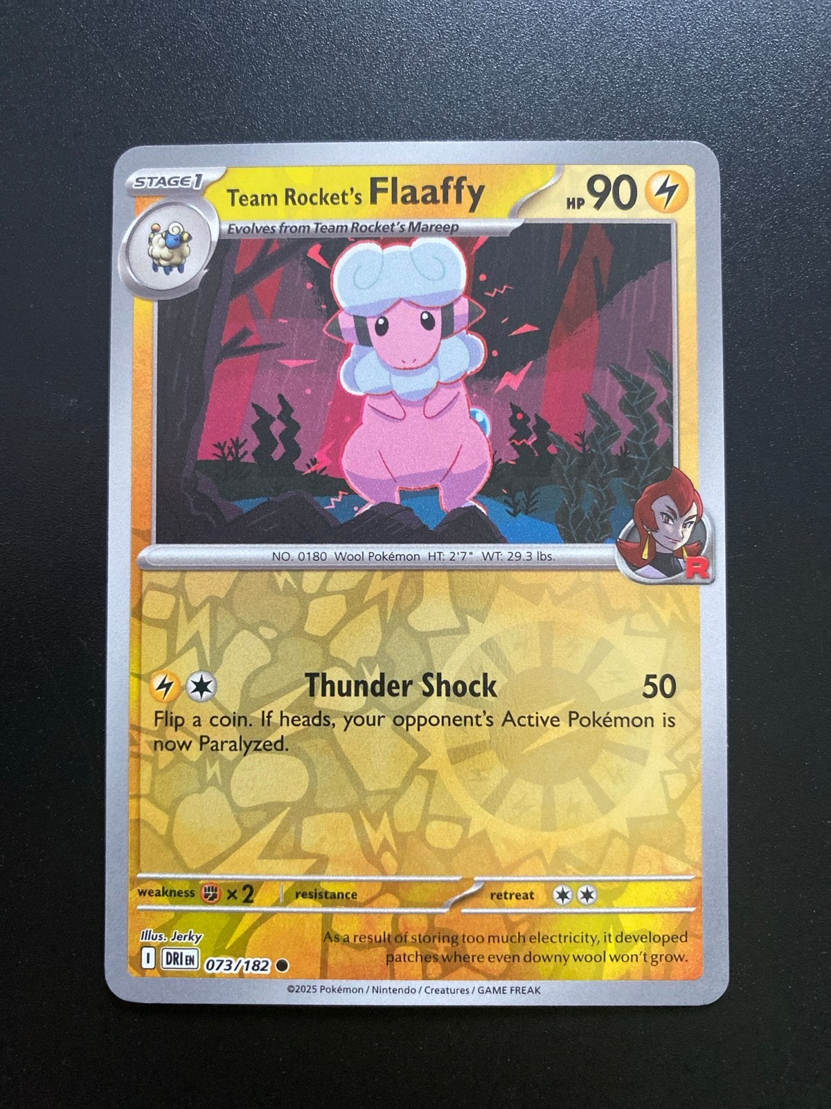 Team Rocket's Flaaffy 073/182 Reverse Holo Destined Rivals, Ophalen of Verzenden, Nieuw, Losse kaart, Foil