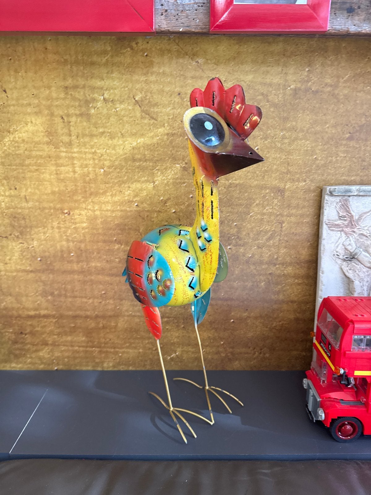 Kleurrijke Metalen Kip Decoratie - Handgemaakt, Vintage, Meerkleurig, Ophalen of Verzenden, Zo goed als nieuw