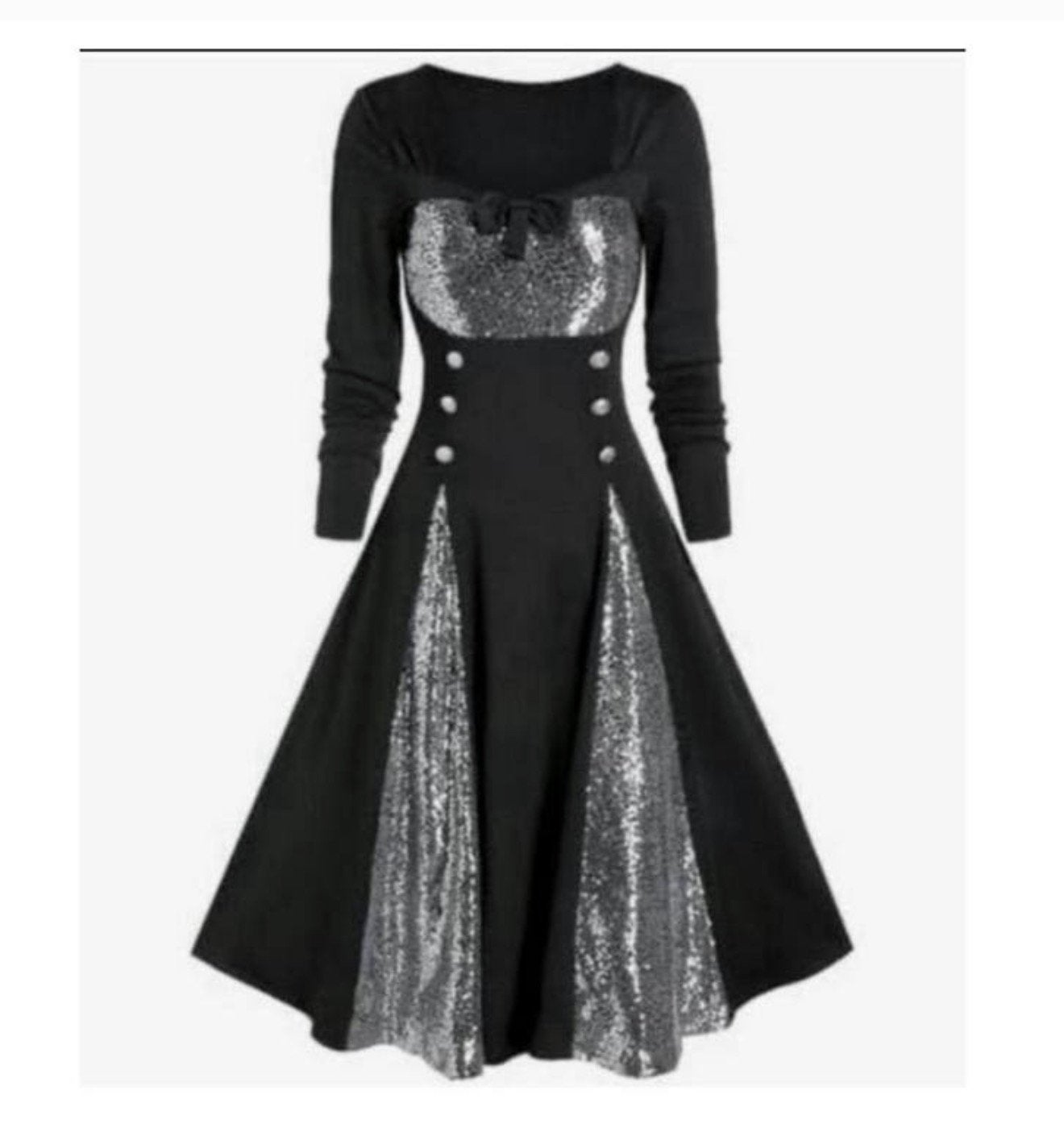 Retro vintage Jaren '50 Punk Gothic Flare Jurk XL goth dress, Zwart, Maat 46/48 (XL) of groter, Nieuw, Ophalen of Verzenden