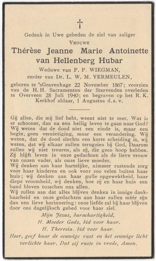 Thérèse van Hellenberg Hubar 1867 Den Haag + 1940 Overveen, Verzenden