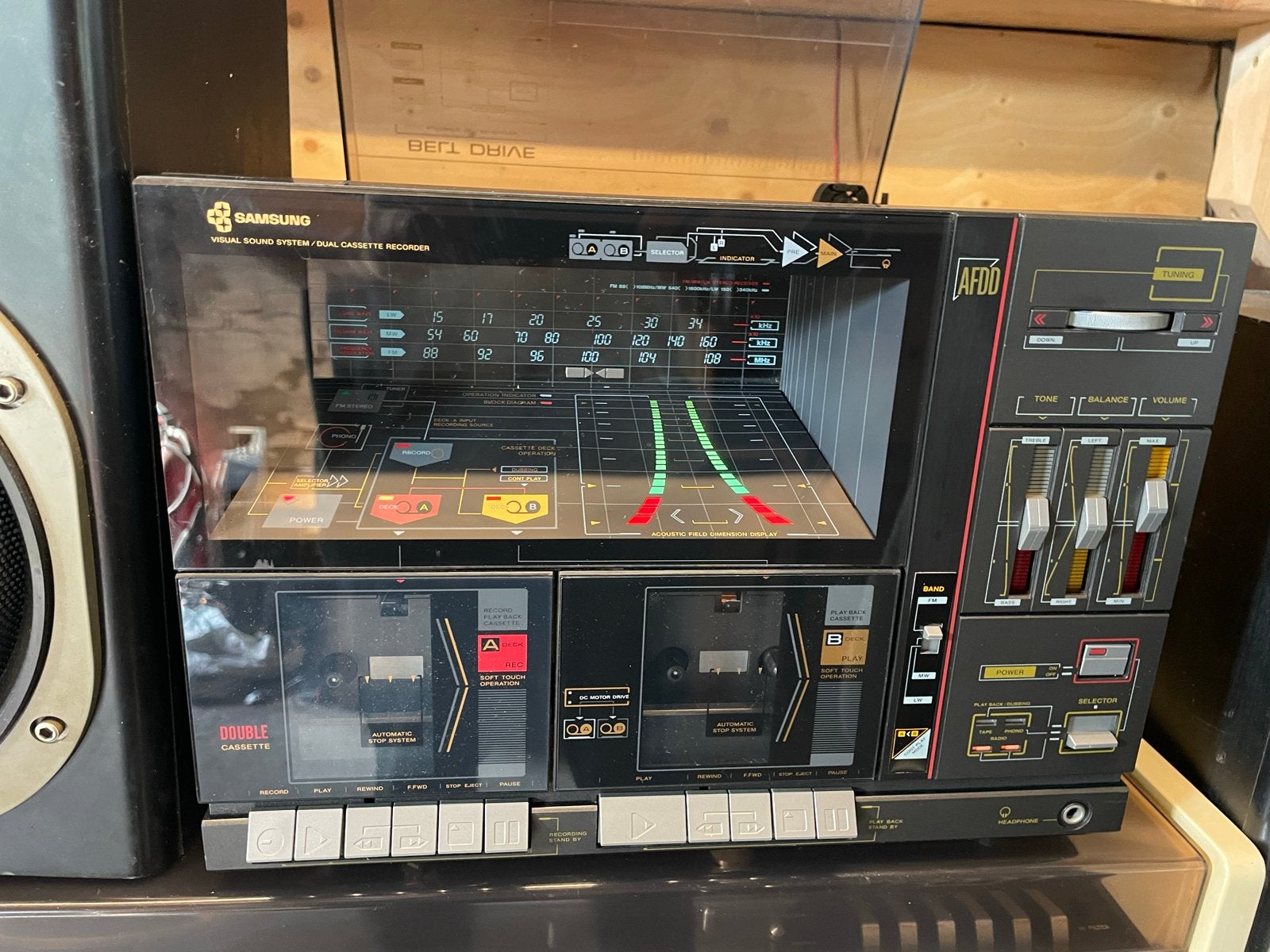 Vintage Samsung Stereo Set met Platenspeler en Dubbel Casset, Overige merken, Gebruikt, Cassettedeck, Losse componenten