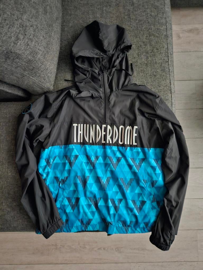 Thunderdome Windjack Anorak Zwart/Blauw Maat L, Kleding | Heren, Jassen | Zomer, Zo goed als nieuw, Maat 52/54 (L), Zwart, Ophalen of Verzenden