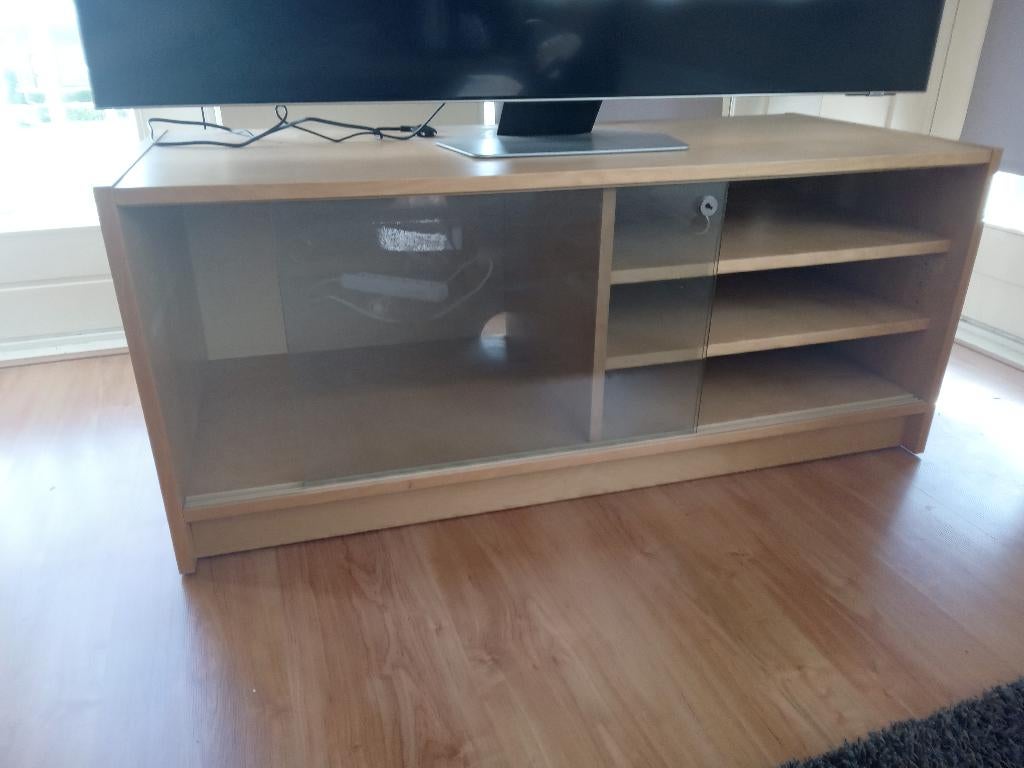 tv meubel, Huis en Inrichting, Kasten | Televisiemeubels, Ophalen, 100 tot 150 cm, Eikenhout, Zo goed als nieuw