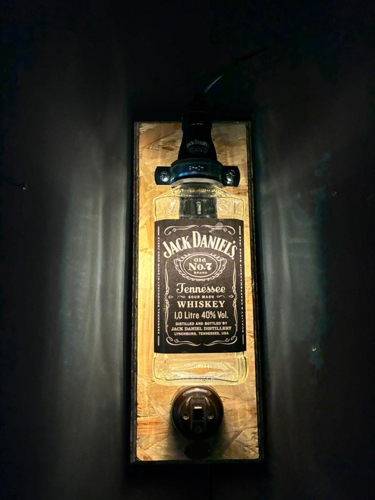 Jack Daniel’s wandlamp met bakeliet schakelaar, Ophalen of Verzenden, Nieuw, Glas, Mancave, vaderdag