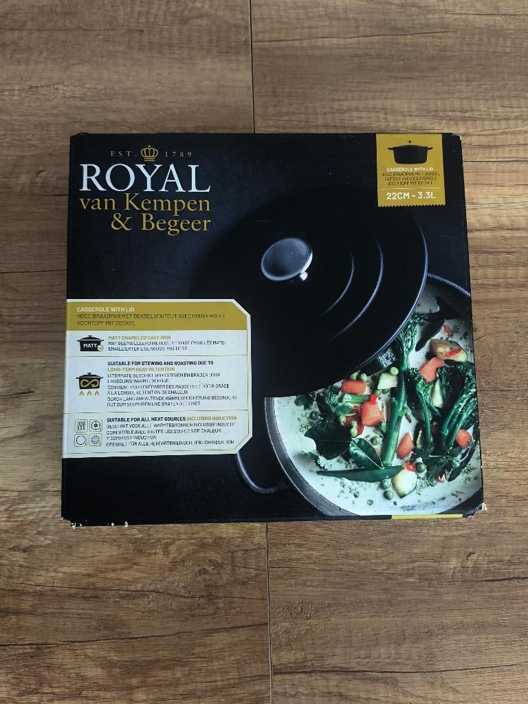 Nieuw: Royal van Kempen & Begeer Gietijzeren Braadpan 22cm, Gietijzer, Nieuw, Ophalen of Verzenden, Keramische plaat