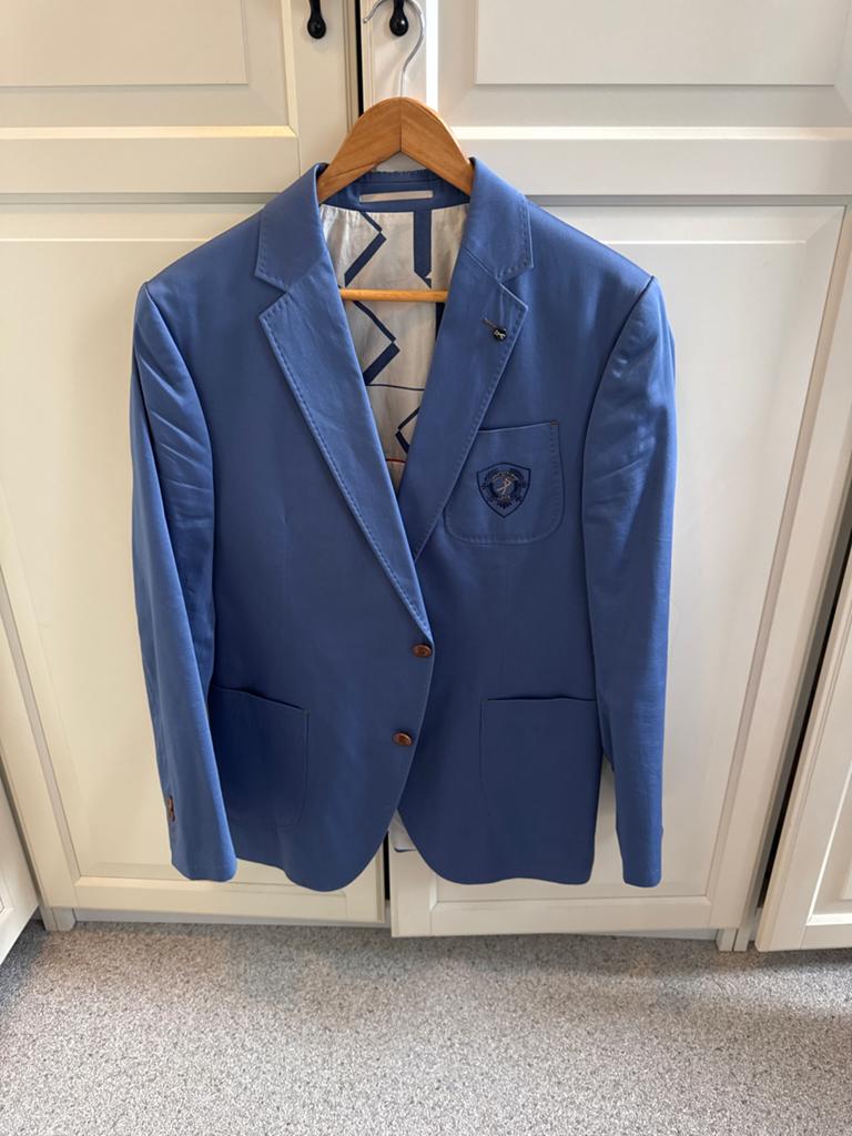 Interview Sarar Colbert Maat 52 (L) Blauw, Kleding | Heren, Ophalen of Verzenden, Zo goed als nieuw, Maat 52/54 (L), Blauw