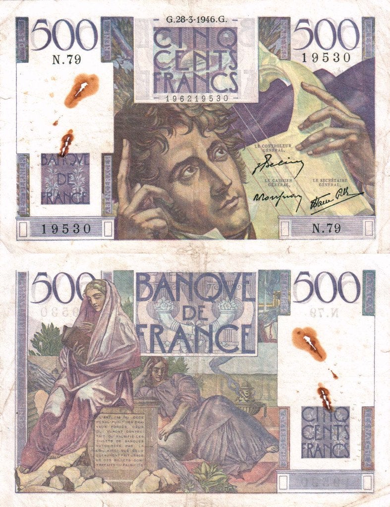 Frankrijk 500 francs 1946 - VG, Postzegels en Munten, Verzenden, Frankrijk, Los biljet