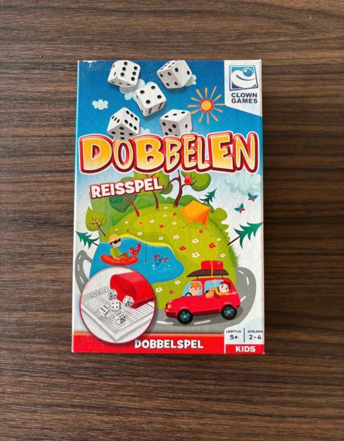 Dobbelen Reisspel - Clown Games, Hobby en Vrije tijd, Drie of vier spelers, Ophalen of Verzenden, Zo goed als nieuw