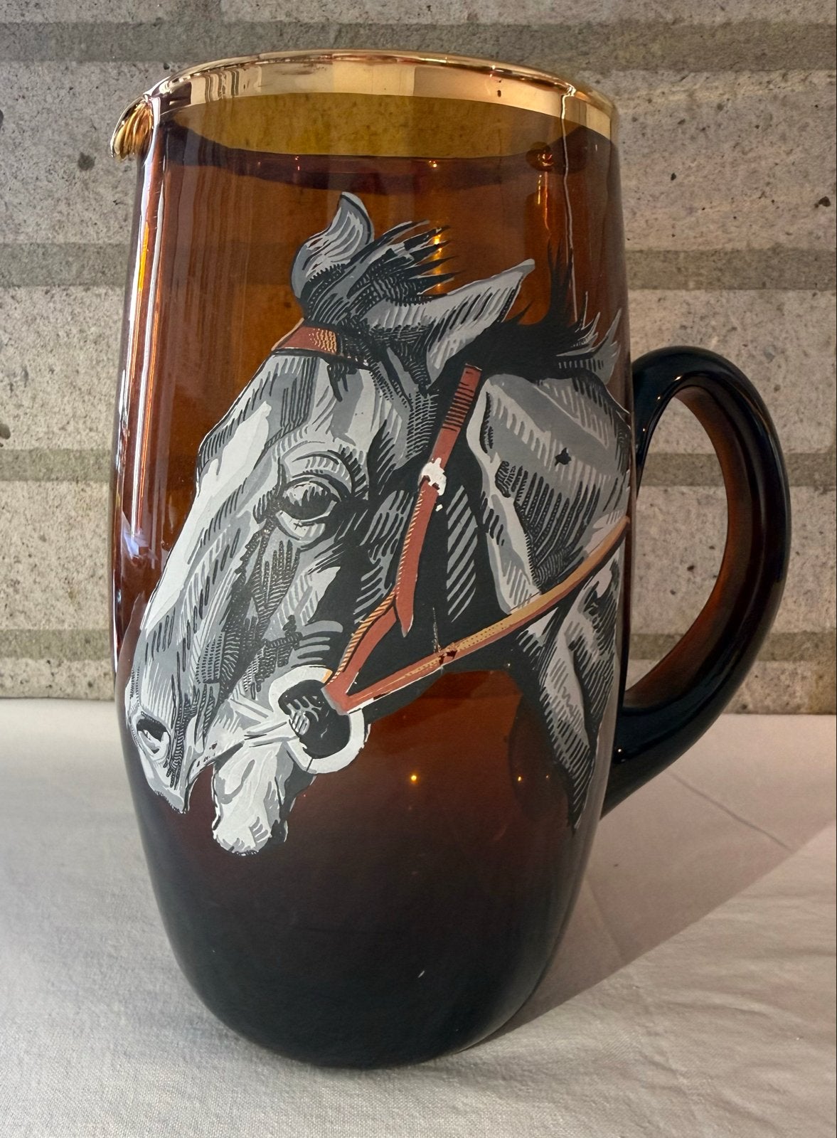 Vintage Paarden Pitcher en Glazen Set, Antiek en Kunst, Ophalen of Verzenden