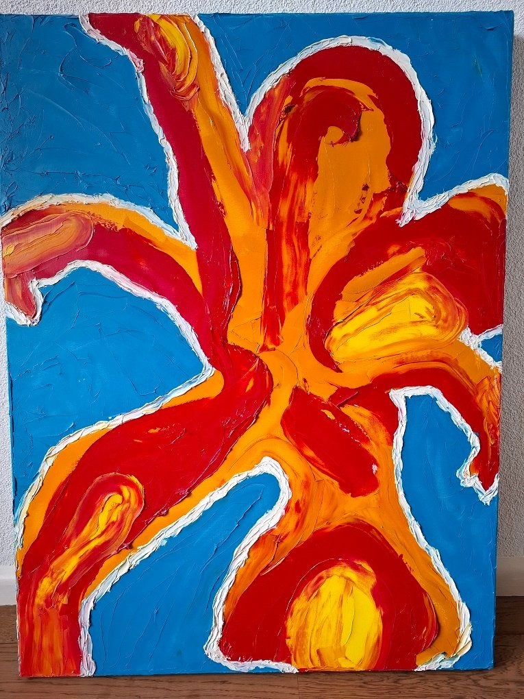 Meduse Schilderij, Ophalen, Abstract, Olieverf, Ophangklaar