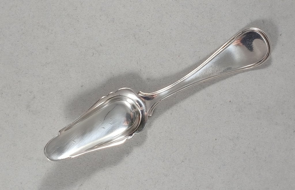 Theeschep dubbel rondfilet antiek 835 zilver, Antiek en Kunst, Antiek | Goud en Zilver, Ophalen of Verzenden, Zilver
