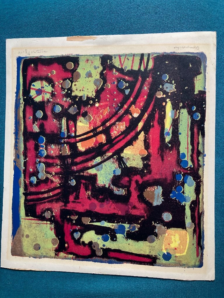 kleuren litho Wim Motz, 1958, Abstract, Zeefdruk, Gesigneerd, Ophalen of Verzenden