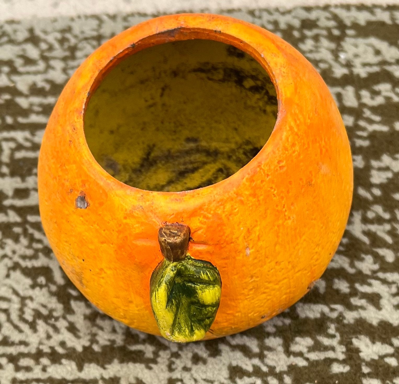 Decoratieve oranje pot/schaal/bloempot, Ophalen of Verzenden, Zo goed als nieuw