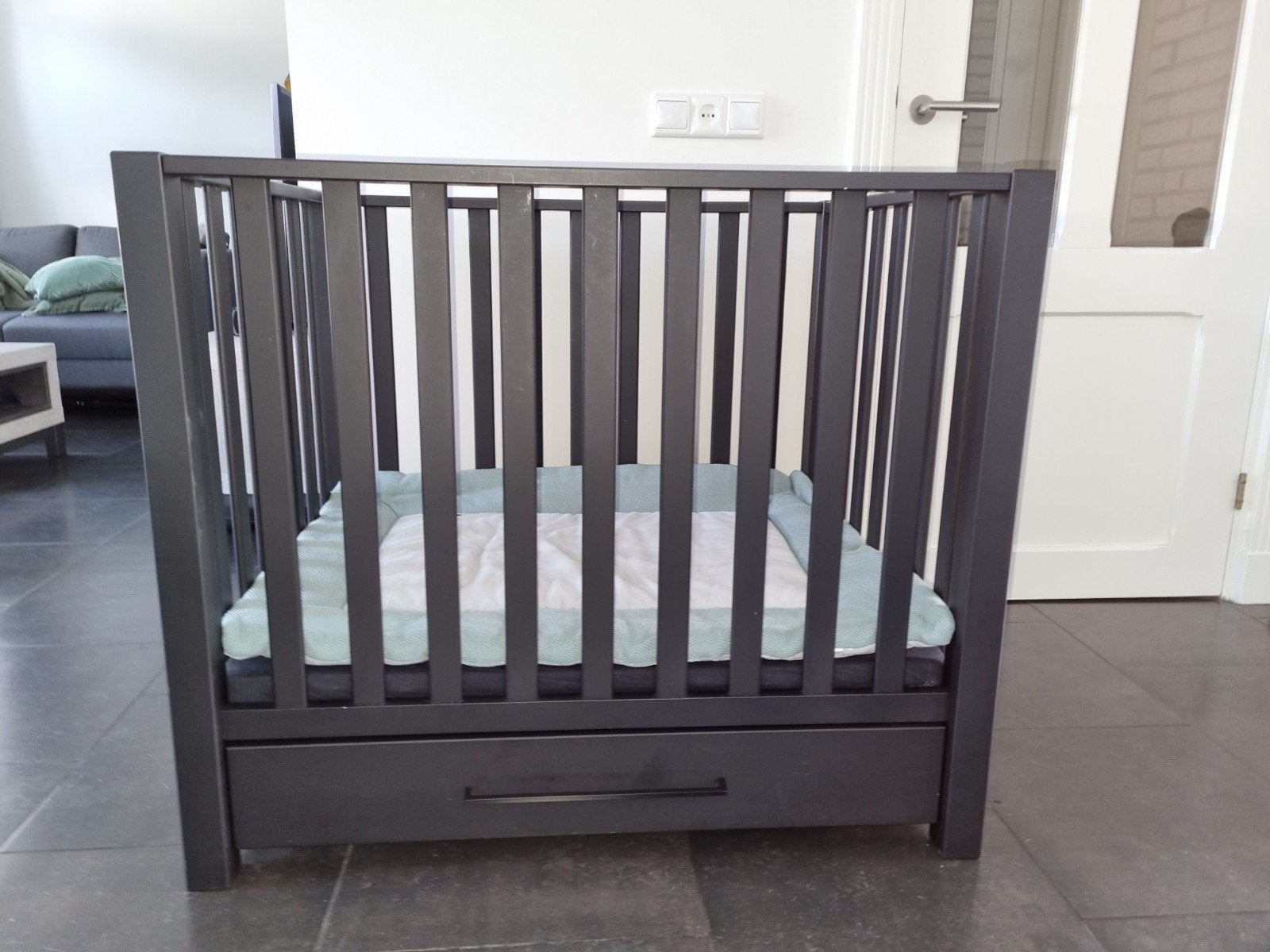 zwarte babybox 80x100cm, Ophalen, Gebruikt, Rechthoekig, In hoogte verstelbaar