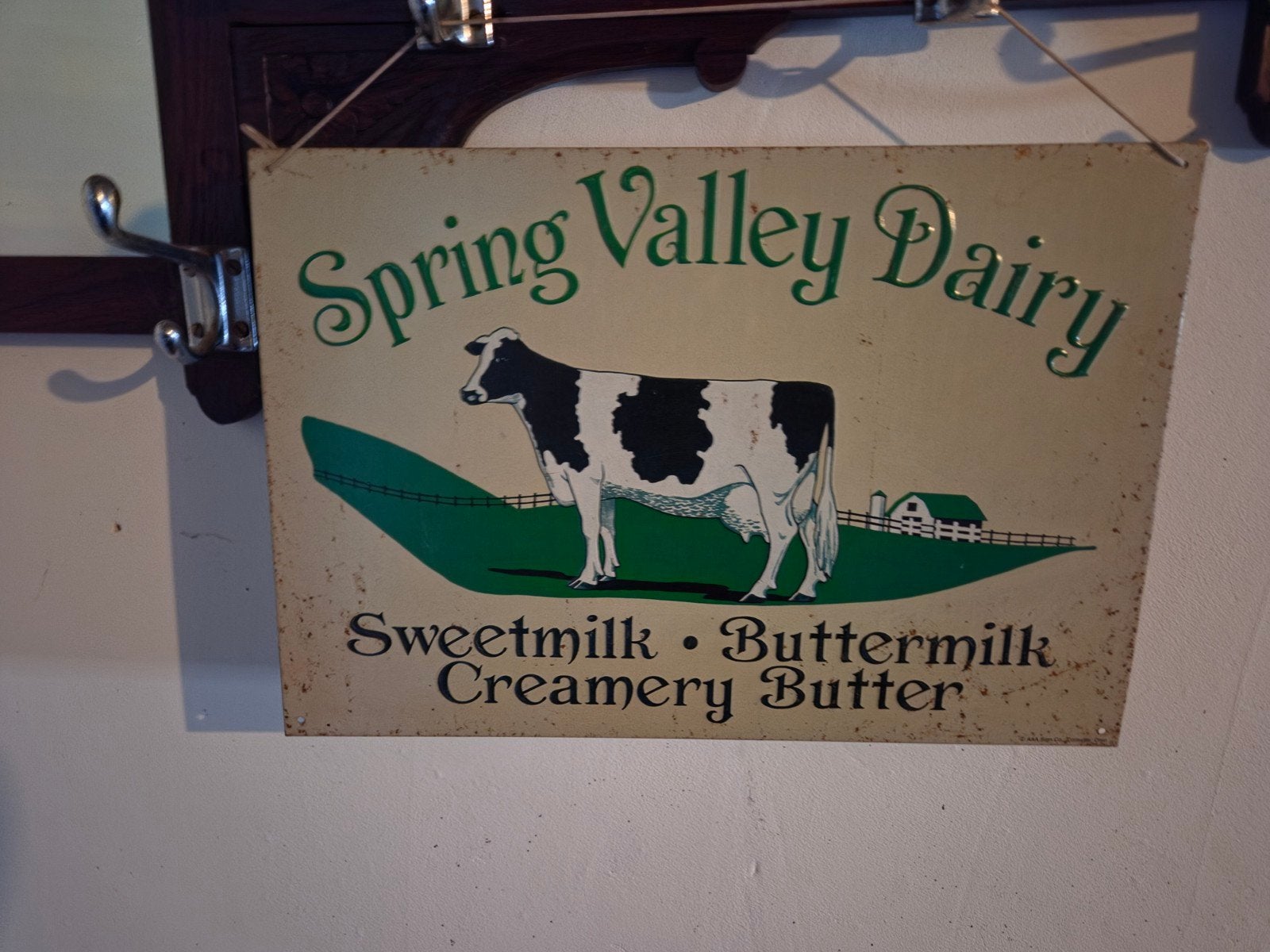 Vintage Spring Valley Dairy Reclamebord, Antiek en Kunst, Ophalen of Verzenden