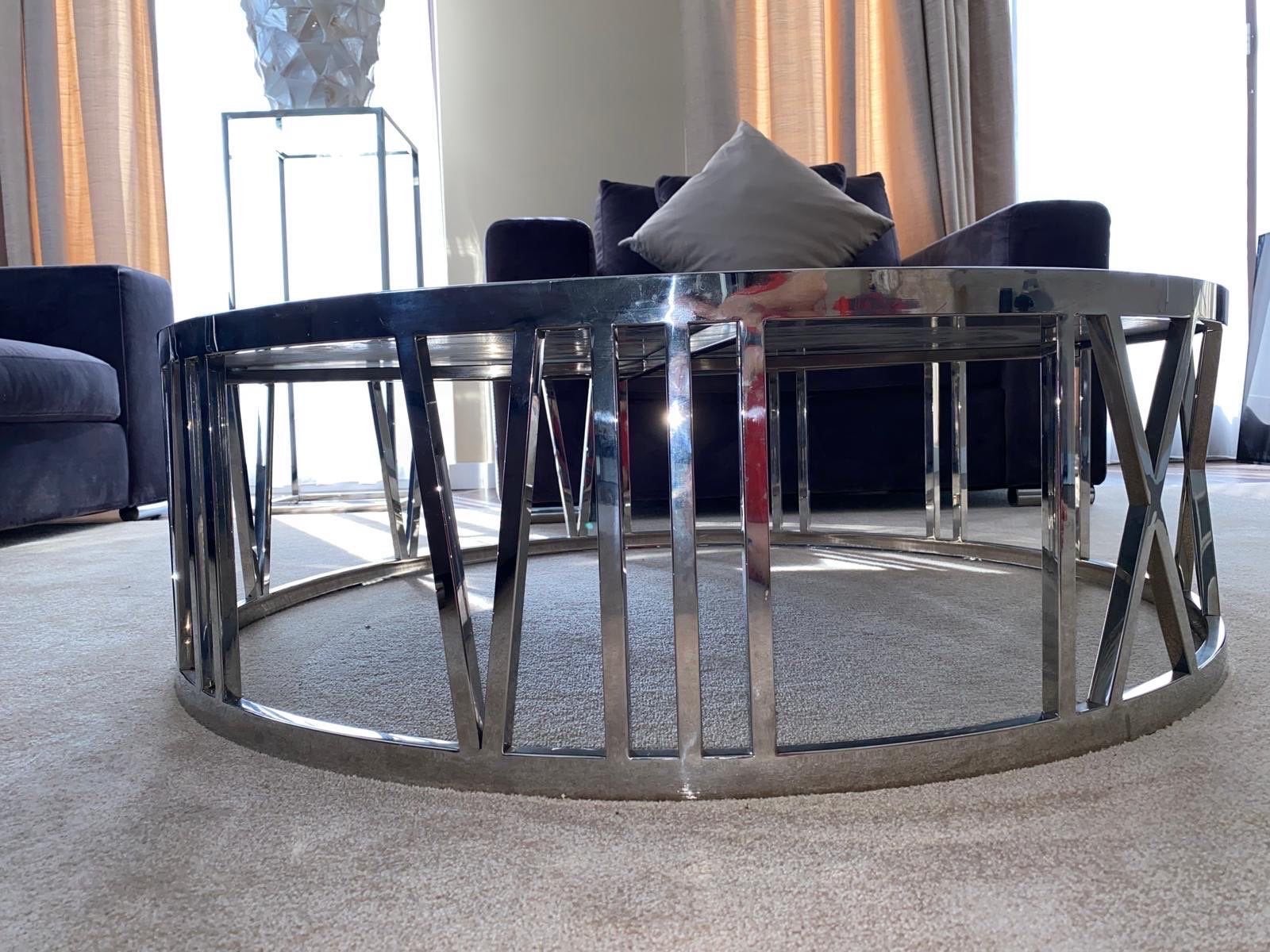 Set van 2 salontafels - Rond en Vierkant, Zwart Marmerlook, Huis en Inrichting, Tafels | Salontafels, Ophalen, Rond, 50 tot 100 cm