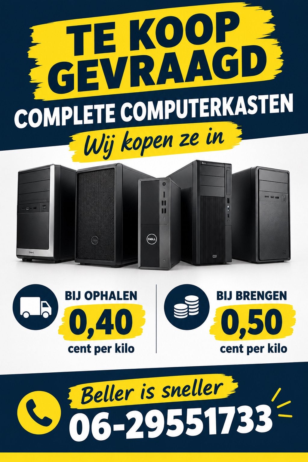 Te koop gevraagd: Complete computerkasten, Computers en Software, Ophalen, Gebruikt