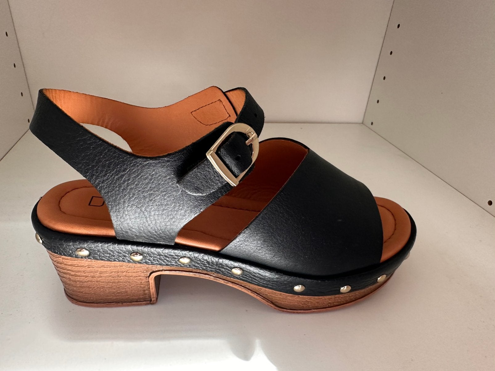 Nieuw DWRS in doos zwart leer sandalen klompje muiltje mt 36, Ophalen of Verzenden, Zo goed als nieuw, Zwart