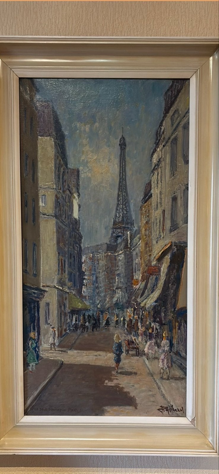 Stadsgezicht Parijs met Eiffeltoren - Olieverf op doek, Ophalen, Doek, Impressionistisch, Gesigneerd