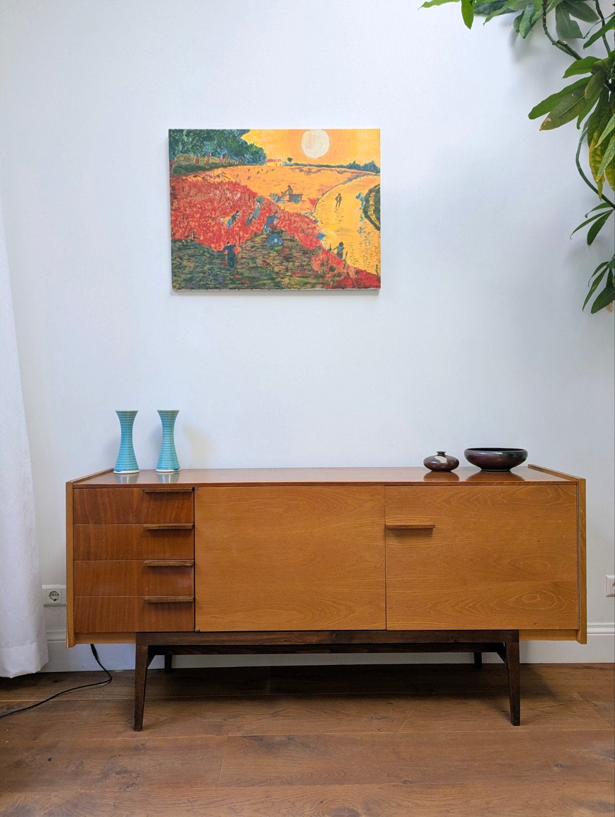 Vintage Sideboard teak dressoir Mezulanik mid century design, Gebruikt, 150 tot 200 cm, Eikenhout, Ophalen of Verzenden
