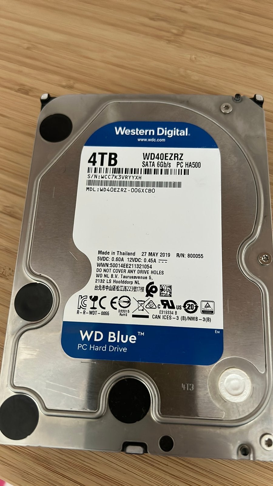 Western Digital 4TB intern geheugen HDD, Computers en Software, Harde schijven, Ophalen, Zo goed als nieuw, Desktop