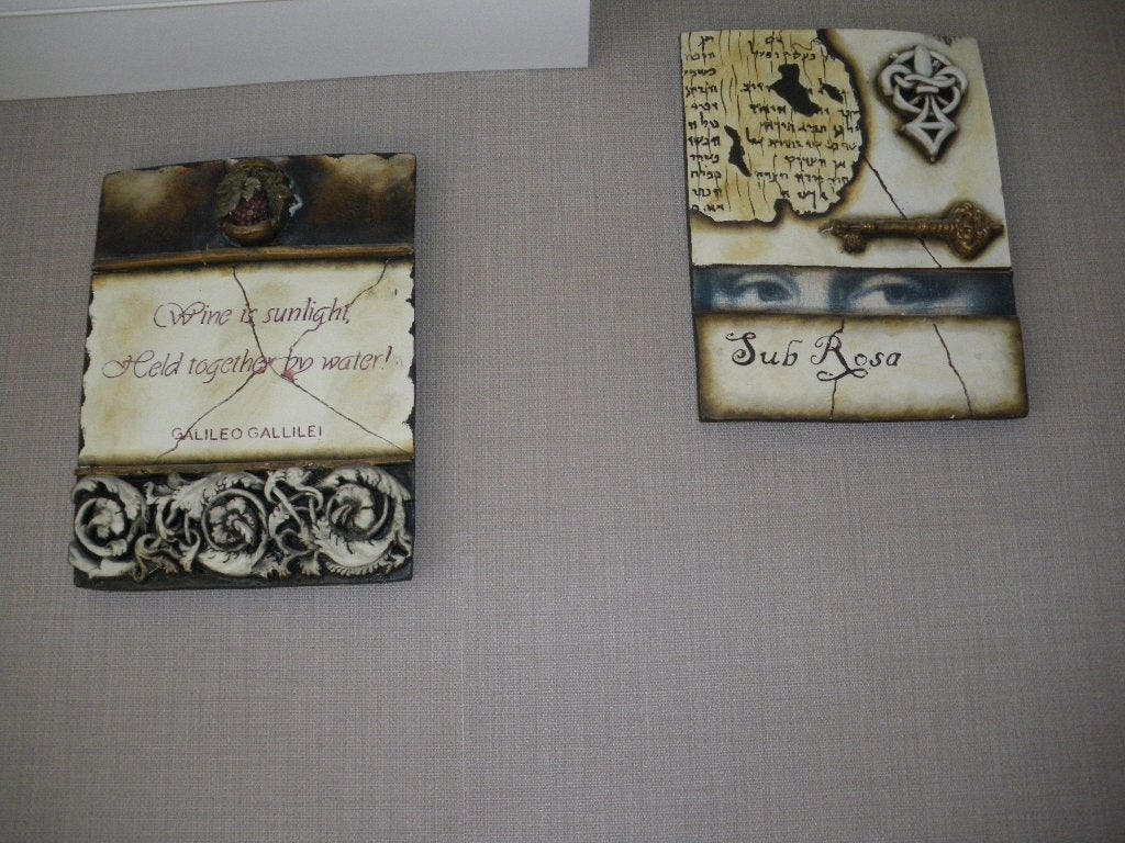2 hele leuke wand tegels met mooie wijn spreuk zgan, Ophalen of Verzenden, Zo goed als nieuw, Minder dan 50 cm, Schilderij