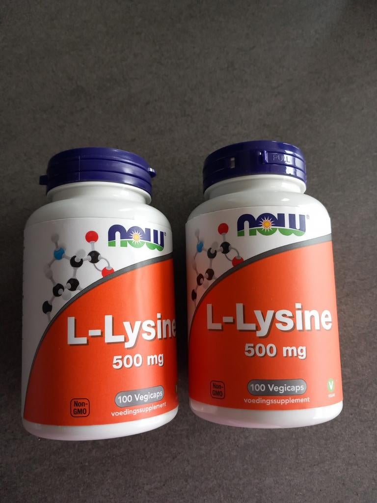NOW L-Lysine 500 mg - 2x 100 Vegicaps - Voedingssupplement, Sieraden, Tassen en Uiterlijk, Uiterlijk | Dieet en Afvallen, Ophalen of Verzenden