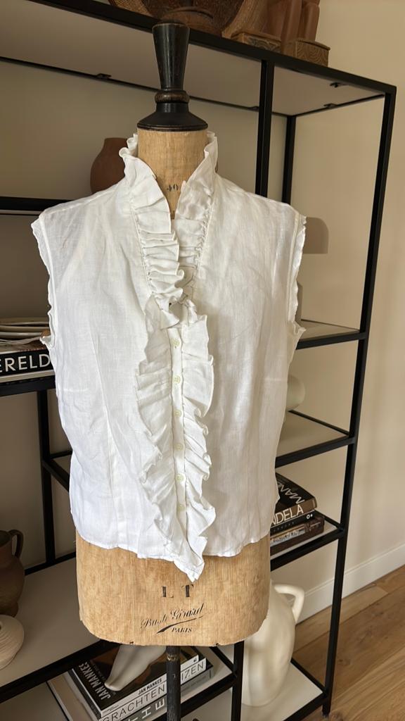 SCARVA witte linnen blouse maat 42 zgan, Kleding | Dames, Verzenden, Zo goed als nieuw, Maat 42/44 (L), Wit